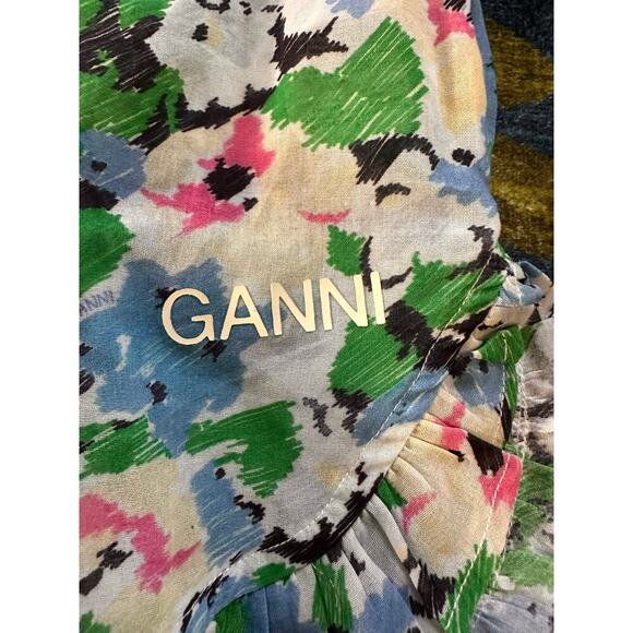 NWOT Ganni Floral Ruffle-Trim Shorts Size 42 / Large - Picture 4 of 9